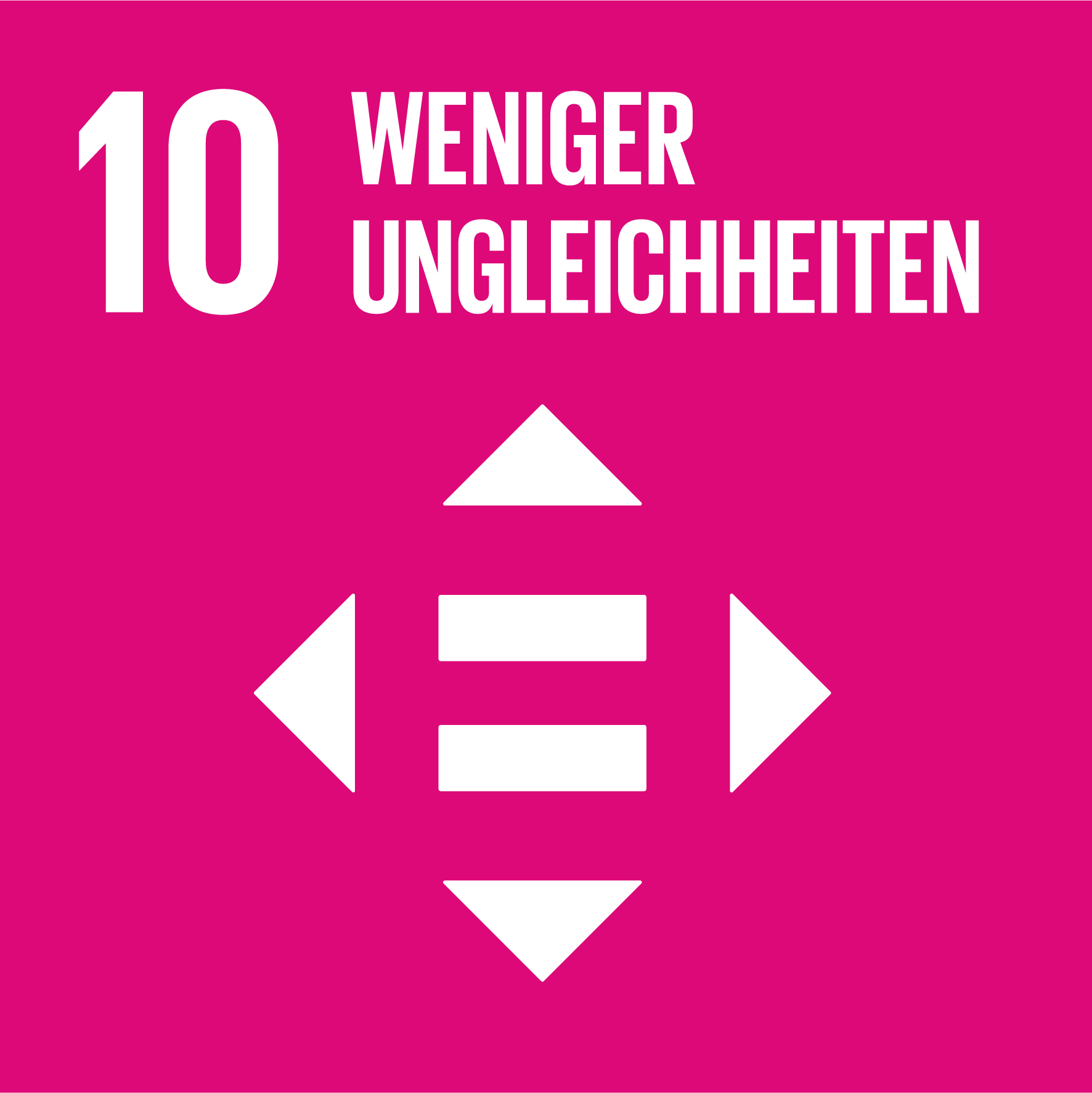 Icon Nachhaltigkeitsziel 10: Weniger Ungleichheiten